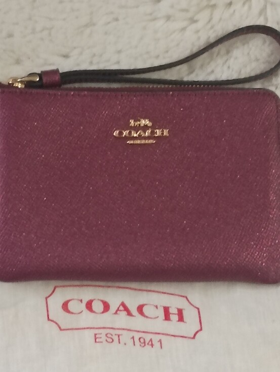 Coach Handbags - COACH Metallic Corner Zip Wristlet